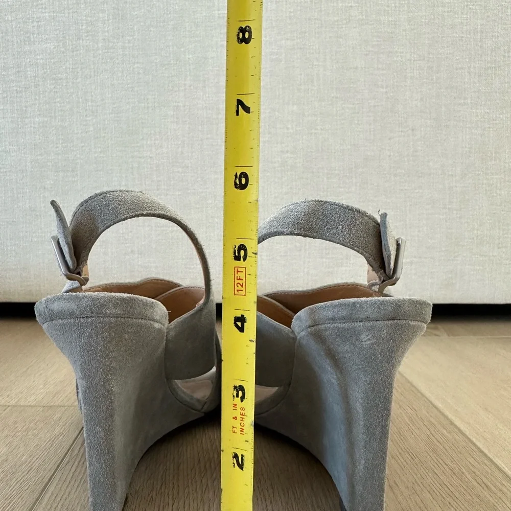 Banana Republic Light Gray Suede Slingback Wedge Sandals
